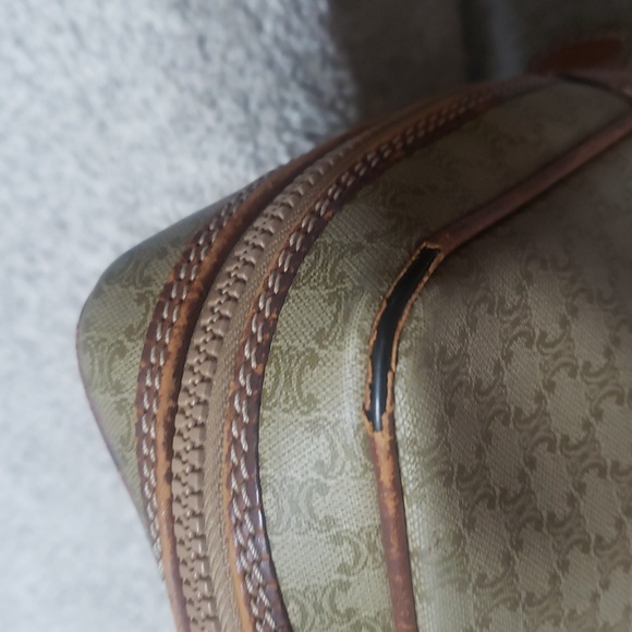 Celine Tan/Brown Leather/Coated Canvas Briefcase Document case Authentic Vintage - Picture 8 of 17